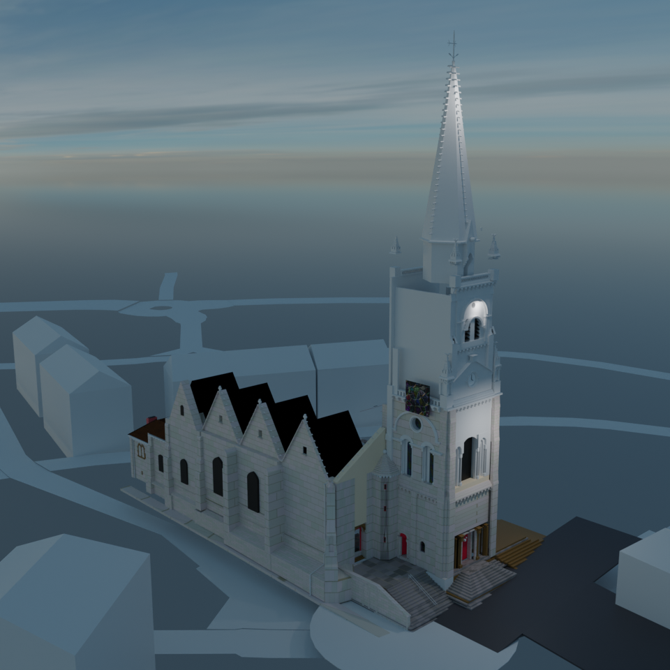 l'eglise saint laurent de parthenay dessinee en 3d par moi
