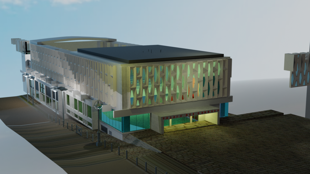 le palais des congres de parthenay dessine en 3d par moi