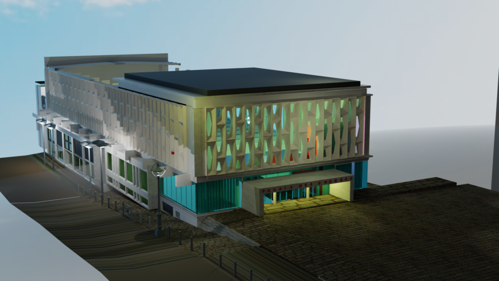 le palais des congres de parthenay sans le toit dessiné en 3d par moi