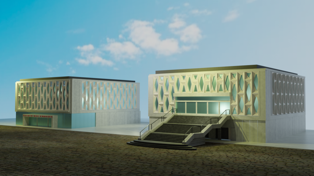 le palais des congres de parthenay dessiné en 3d par moi
