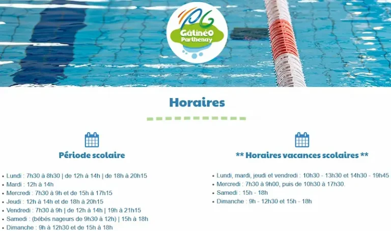 piscine Parthenay horaires adresse